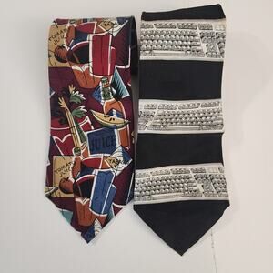 Tabasco Neck Ties Hot Sauce Branding 100% Silk Men's Ties 57"  2 Tie Bundle